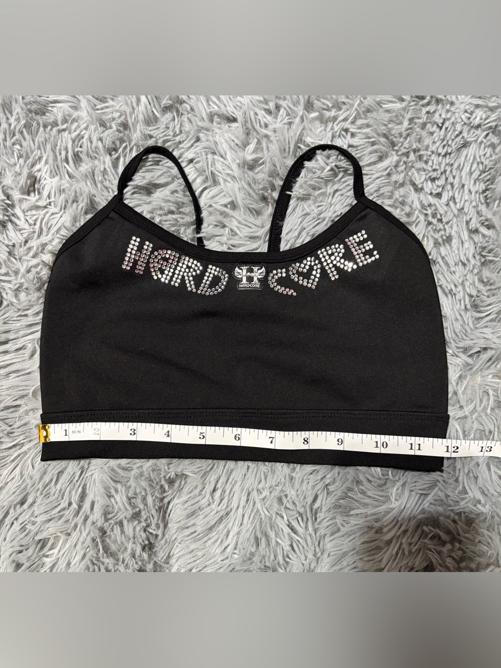 Hardcore Black Crystal Logo Sport Bra